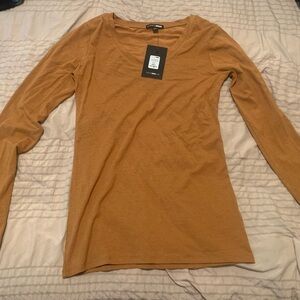 Fashion Nova Fitted Tan Long Sleeve Top
